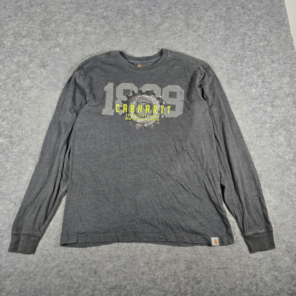 Carhartt Mens Gray 1889 Graphic Relaxed Fit Long Sleeve T-Shirt M